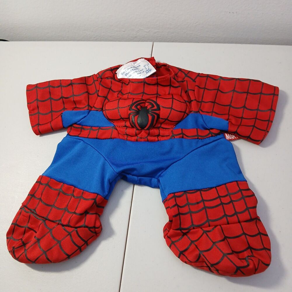 Build A Bear Workshop Spiderman Red Blue Costume Marvel Super Hero Suit BABW 10"